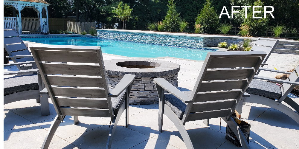 pool patio with porcelain pavers